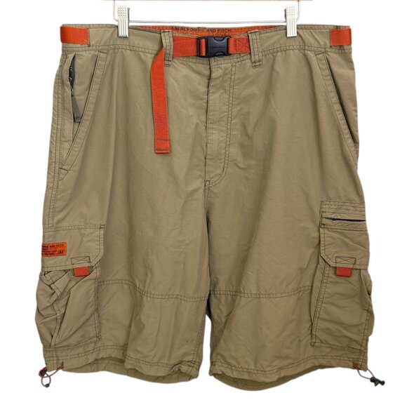 Abercrombie & Fitch Mens Paratrooper Cargo Shorts Tan XL Gorpcore Streetwear - Picture 1 of 7